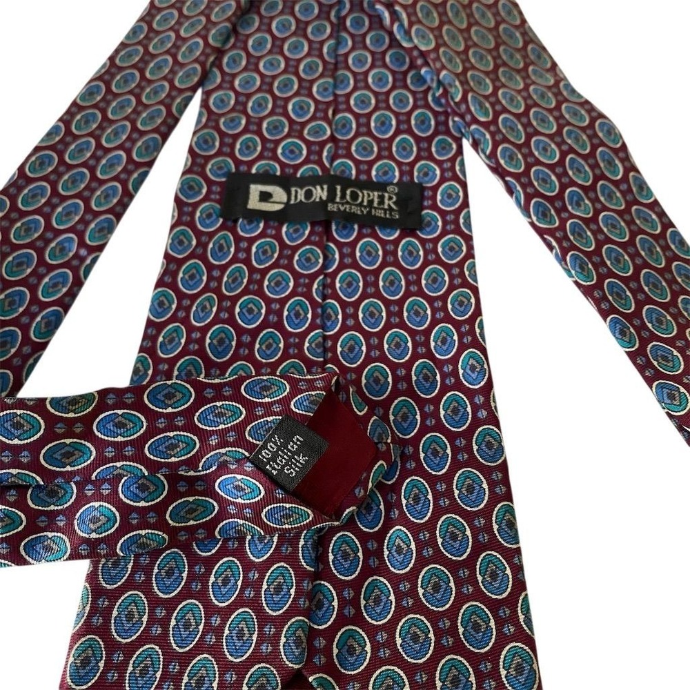 Vintage Don Loper Silk‎ Necktie Multicolor Geometric Pattern Classic Men's Tie